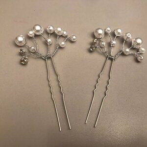Set of 2__ Pearl & Rhinestone Hair Pins__ Brand New